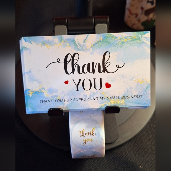 🦋LAST ONE NWT 550ct -50 Thank You Cards +500Thank You Stickers 2.12 x 3.54 - Picture 6 of 6